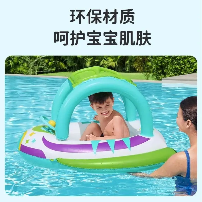 Kids Water Inflatable Ride on Swim Ring Water Play Kids Boat Child Float Raft Float Bed Baby Ride On - view 3