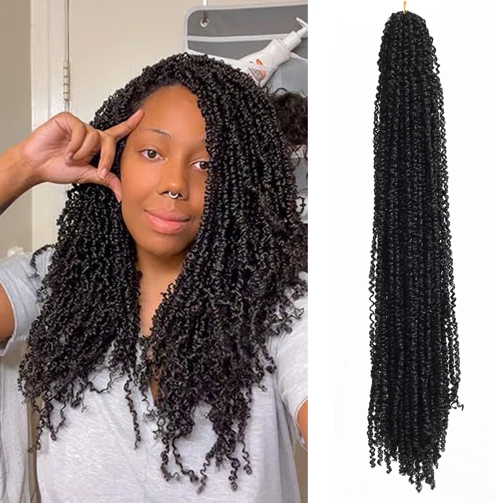 

20inch Mini Yanky Kinky Curly Synthetic Crochet Hair Twist Faux Locks Jerry Curl Braids Dreadlocks - Hair Bundl