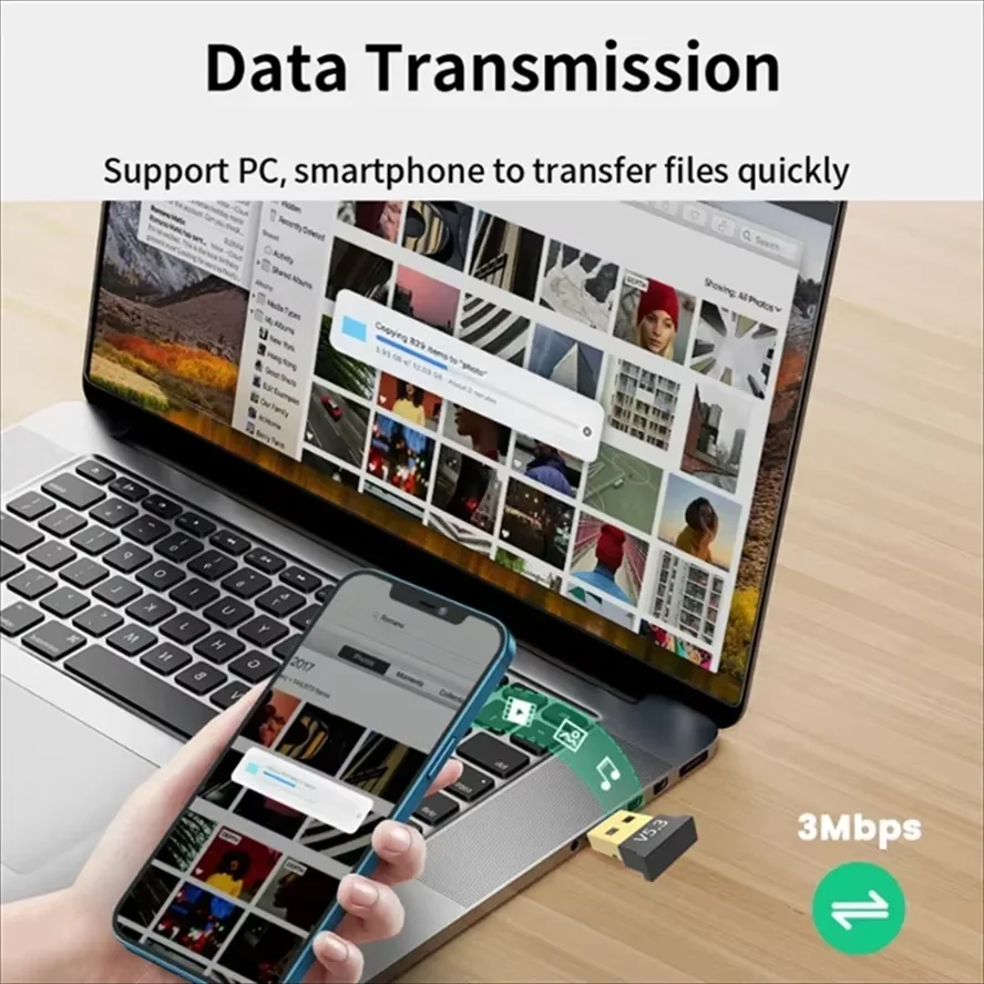 USB بلوتوث 5.3 محول الارسال بلوتوث استقبال الصوت بلوتوث دونغل محول USB لاسلكي للكمبيوتر الكمبيوتر المحمول