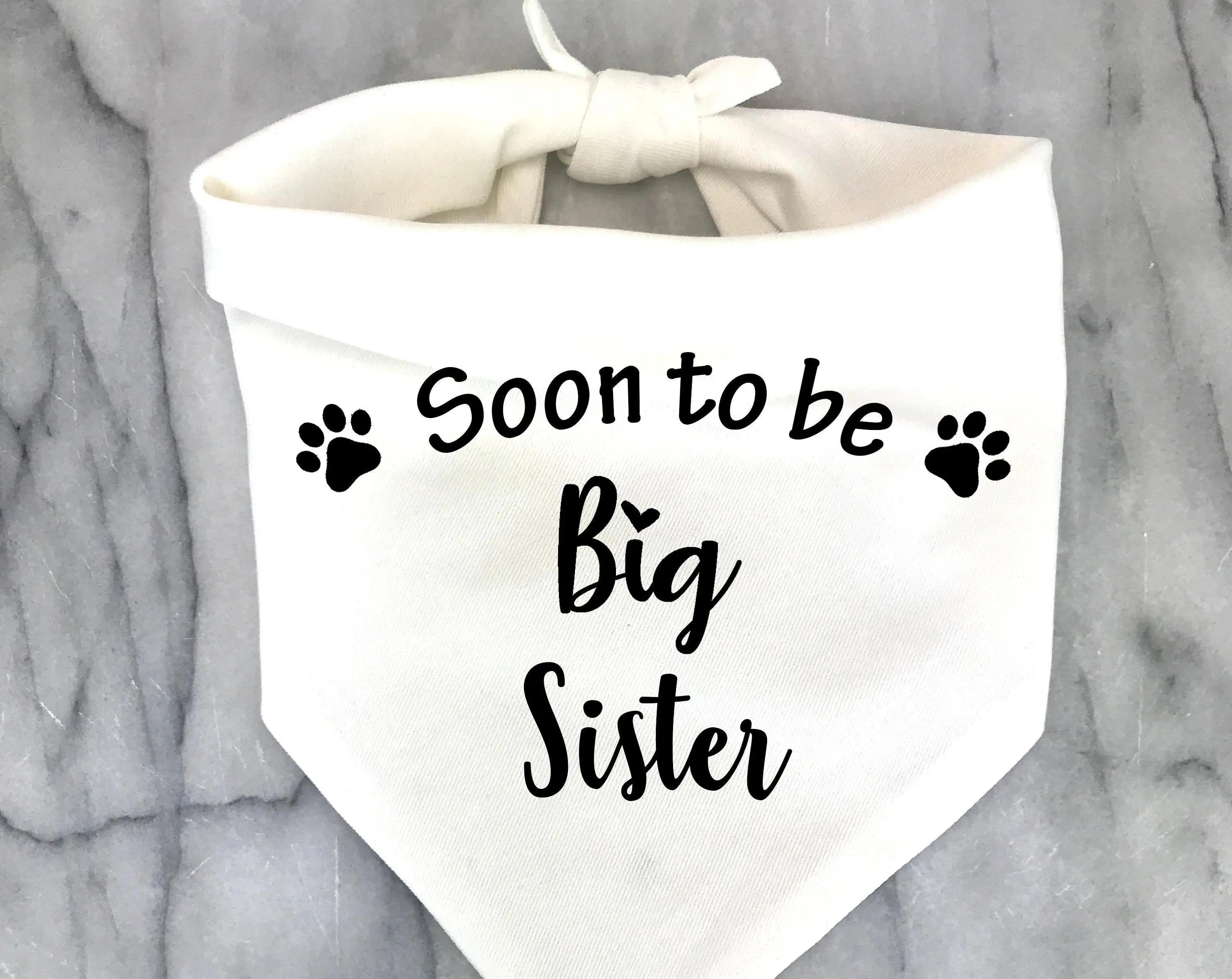 Presto To Be Big Sister Bro Dog Bandana annuncio di gravidanza foto doccia regalo Gender Reveal sciarpa bianca nera per animali domestici nuovo