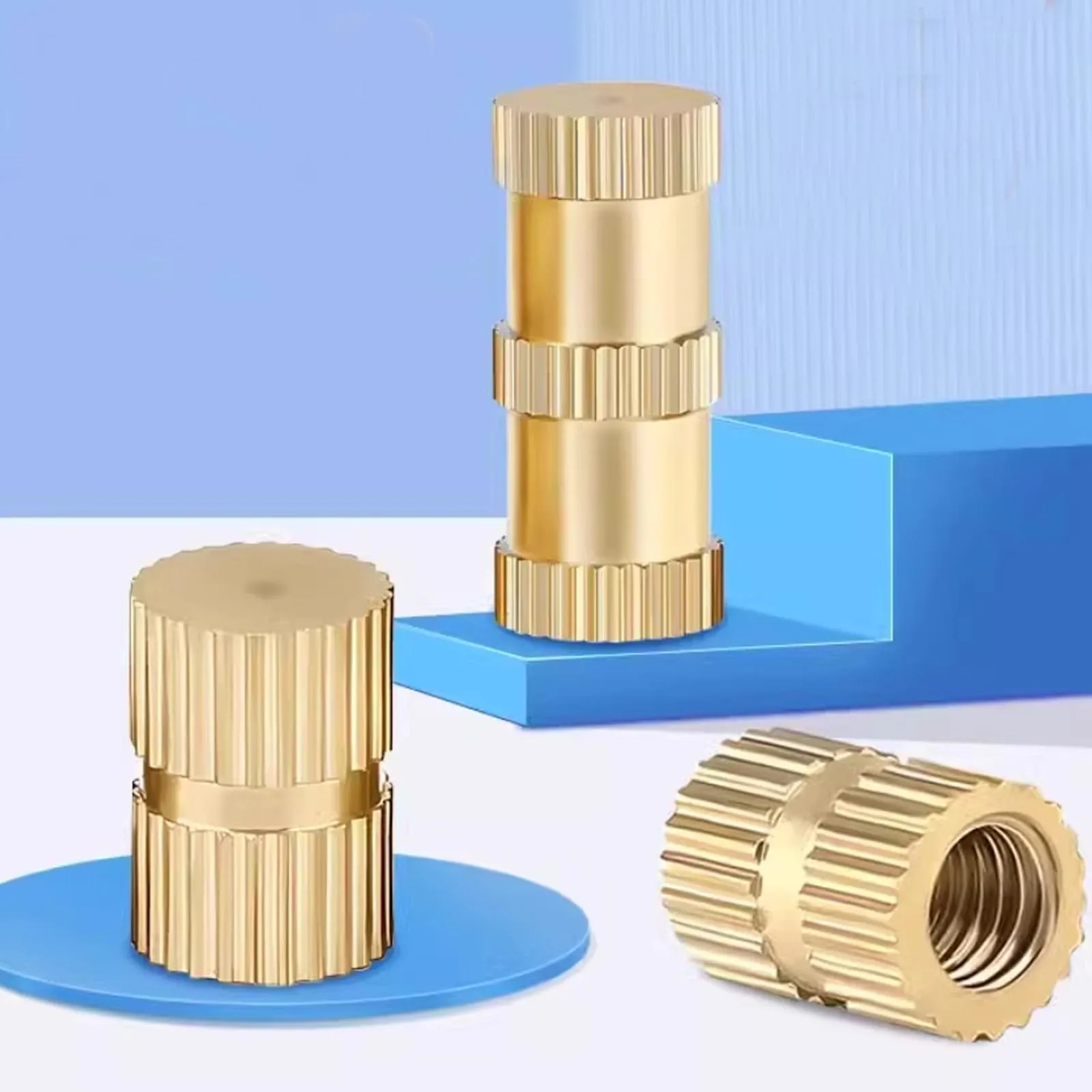 2/50X Type B Solid Brass Copper Embedded Nutsert Single Pass Blind Hole Injection Molding Knurl Thread Insert Nut M2 M3M4M5M6M10