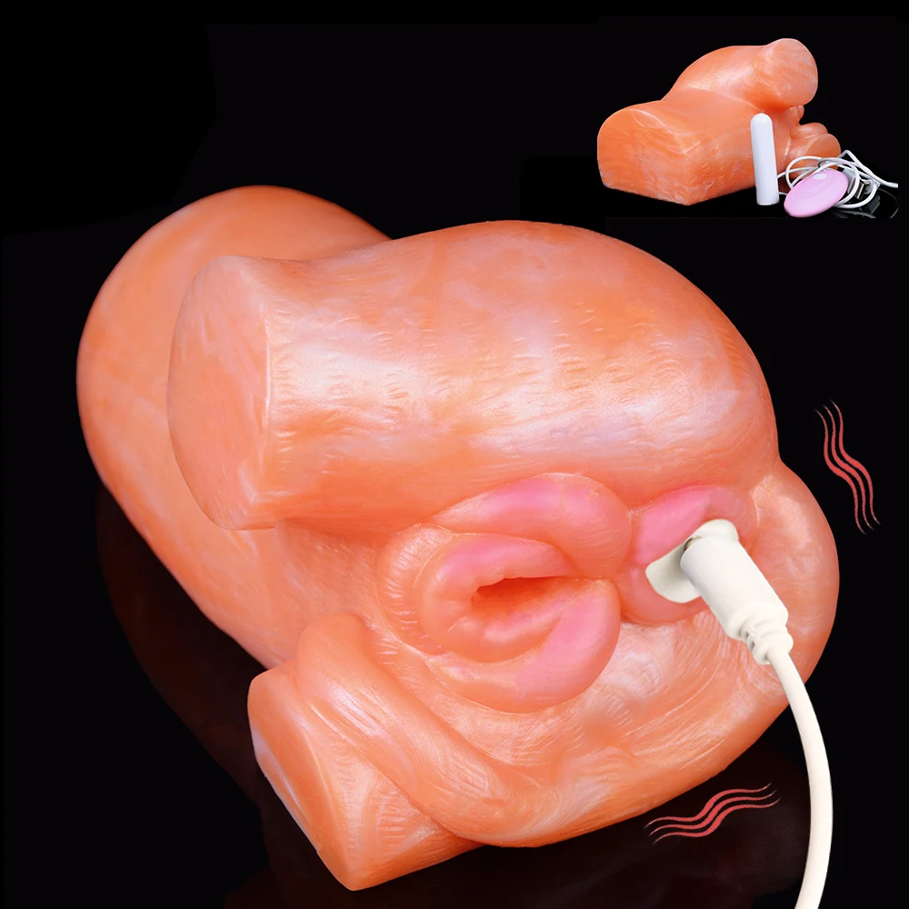 GEEBA Fantasy Male Masturbator With Vibration Soft Silicone Pocket Pussy Adult Stroker Realistic Vagina Onahole Sex Toy For Men