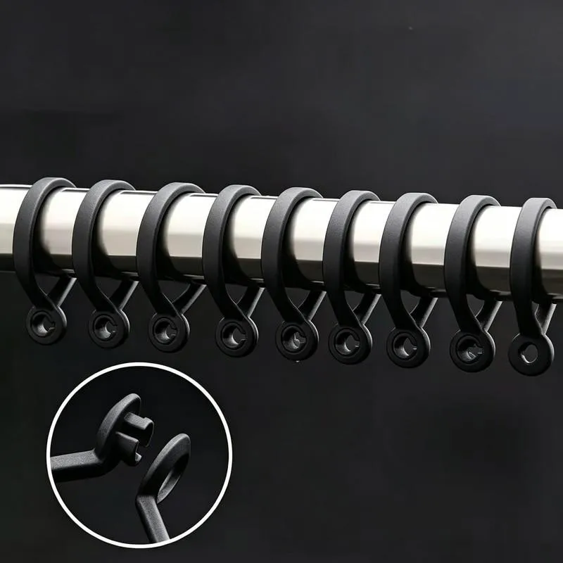 59 pcs 35mm Split Ring Drapery Hooks, Easy Open Close Design, Bathroom Sheer Curtain Living Room Drapery, Black