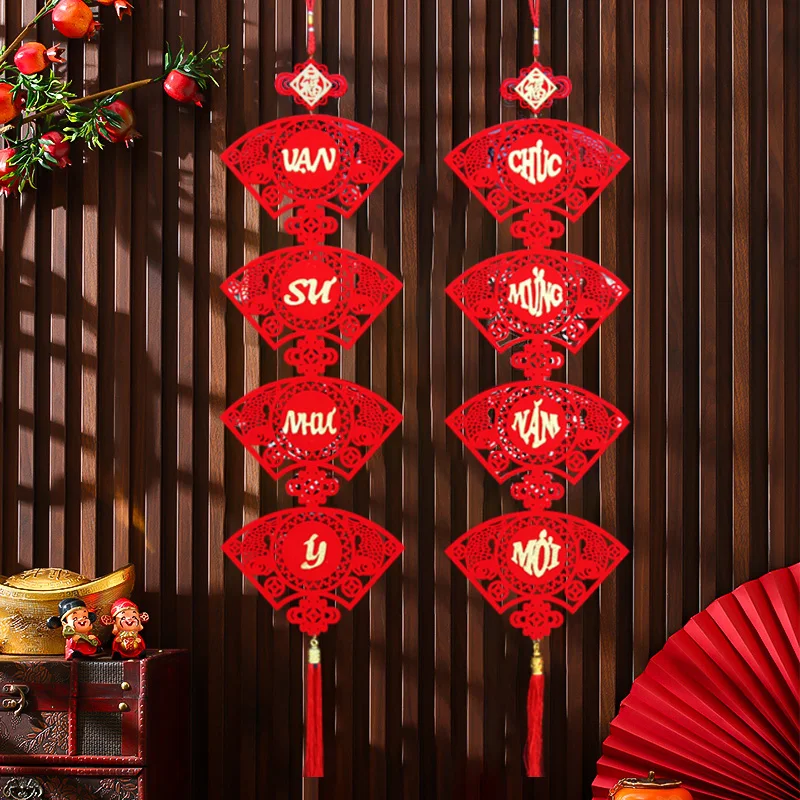 Vietnamese Lunar New Year Couplet Chinese Spring Festival Door Pendants 2025 Wall Hanging Decor The Year of Snake Door Supplies #5