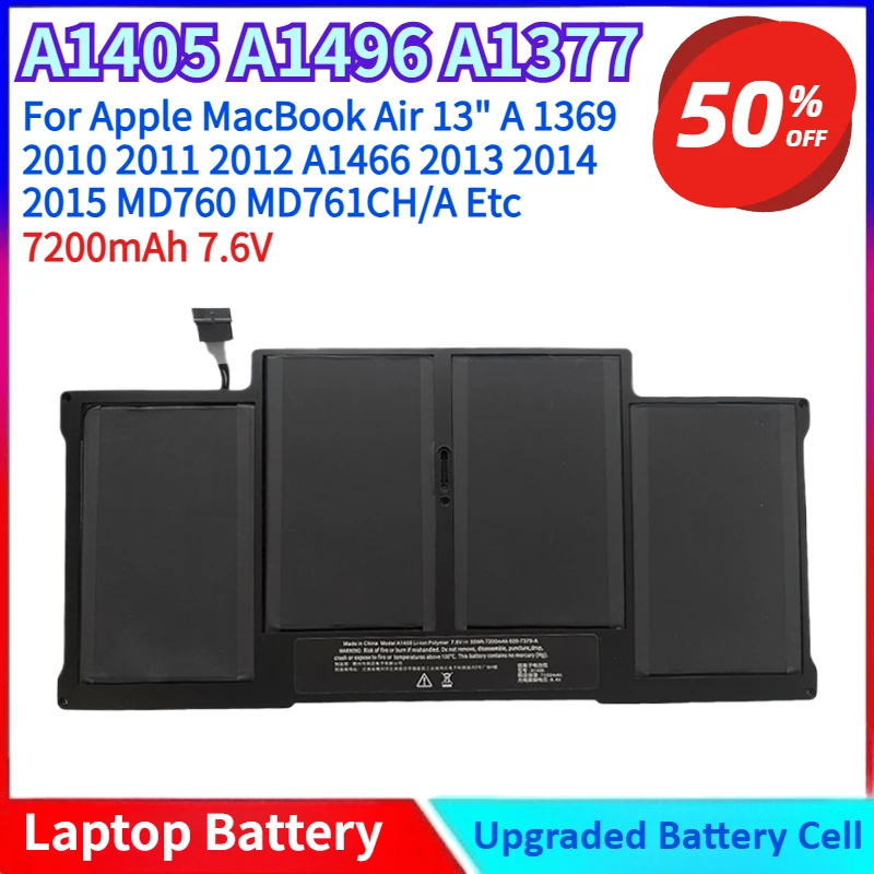 

Новый аккумулятор для ноутбука A1405 A1496 A1377 для Apple MacBook Air 13 дюймов A 1369 2010 2011 2012 A1466 2013 2014 2015 MD760 MD761CH/A и т. д.