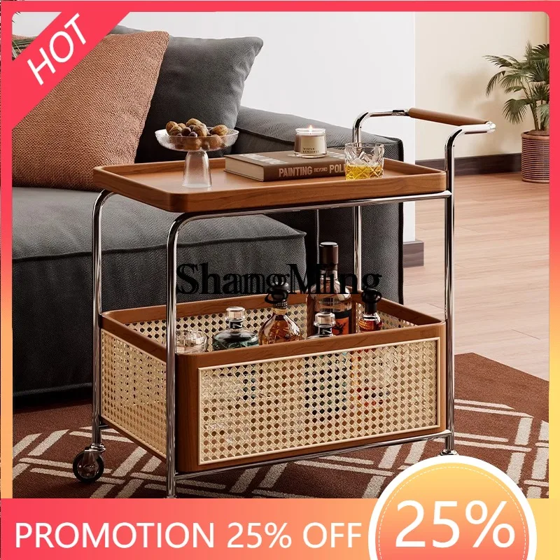 

SM new solid wood removable side few medieval storage trolley living room sofa storage rack