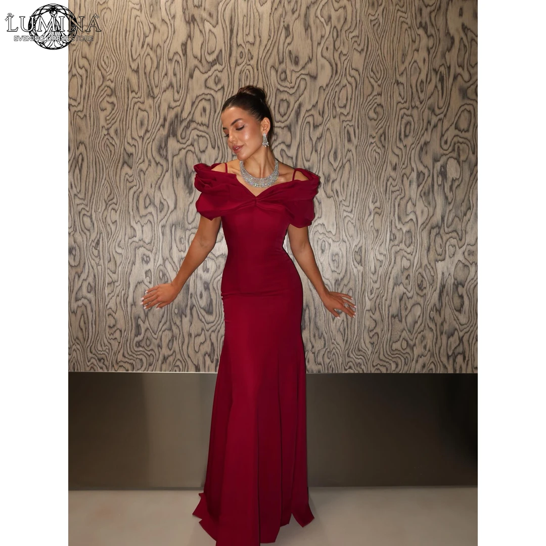

Lumina Fishtail Skirt Women's Wedding Party Attire Custom Made Cocktail Dresses Red Card Shoulder Elegant Dresses for Woman Prom