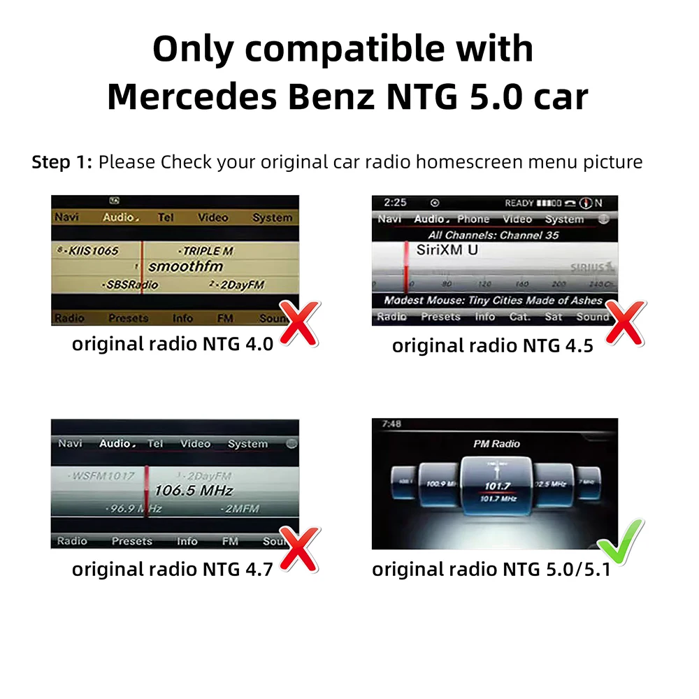 صندوق فك تشفير السيارات اللاسلكي CarPlay Android واجهة CarPlay لسيارة Mercedes Benz GLE GLS CLS NTG 5.0 5.1 نظام COMAND 2014-2017