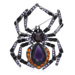 Wuli&baby Purple Spider Brooches For Women Men Rhinestone Beauty Insects Party Casual Brooch Pin Gifits