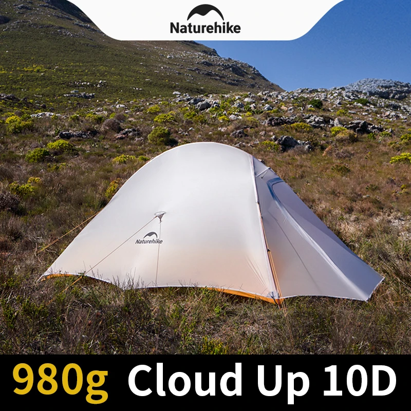 Naturehike Ultralight Nylon Tent 0.98kg Portable 2 Persons Backpacking Camping Trekking Tent 3 Season Tent Double Cloud Up 10D