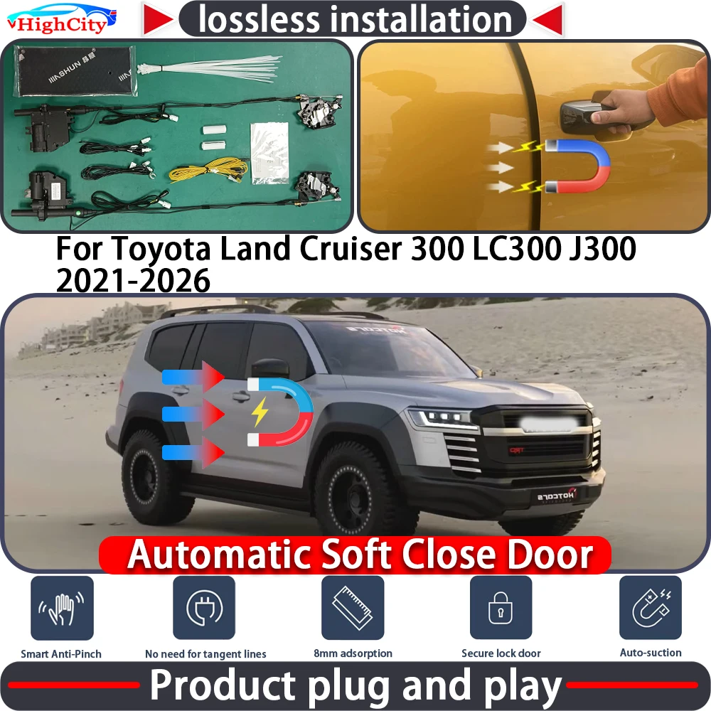 

Привод замка двери с функцией плавного закрывания для Toyota Land Cruiser 300 LC300 J300 2021-2026, система автоматического открывания/закрывания дверей, комплект для автоматического открывания дверей
