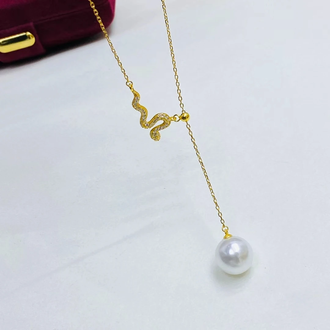 Snake Shape 925 Sterling Silver Necklace Findings Jewelry Base Settings Mountings Parts Mounts for 7-12mm Pearls Stones