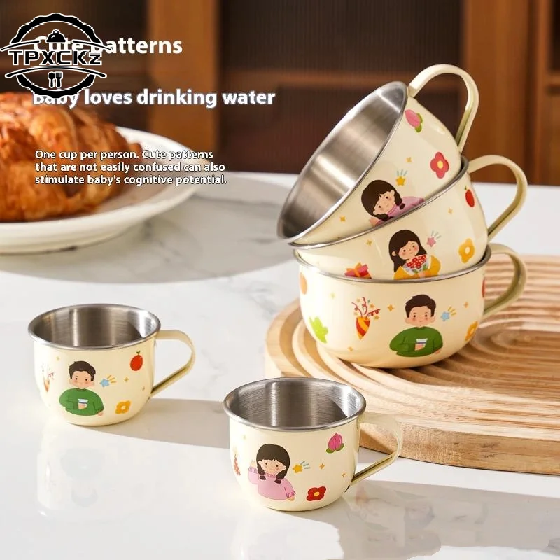 80/220ml Stainless Steel Water Cup Mug For Kids Anti Scalding Milk Coffee Cup Mini Cute Drinking Mug Coffee Cups