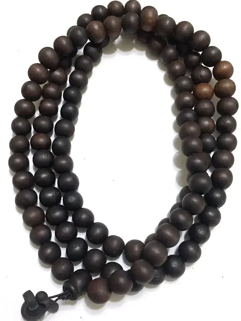 6-14mm Tibetan Buddhism 108 Roast Peach Wood Prayer Bead Mala Necklace