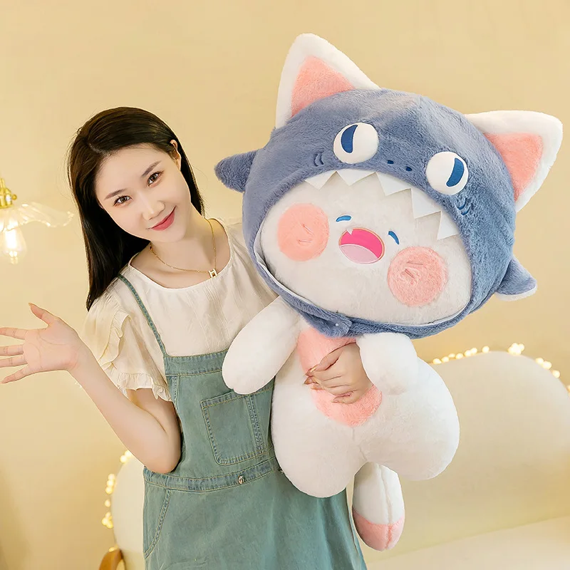 Jouet en peluche requin Kawaii mignon, poupée en peluche pour enfants, cadeau d'anniversaire, oreiller câlin doux pour filles, Adorable peluche