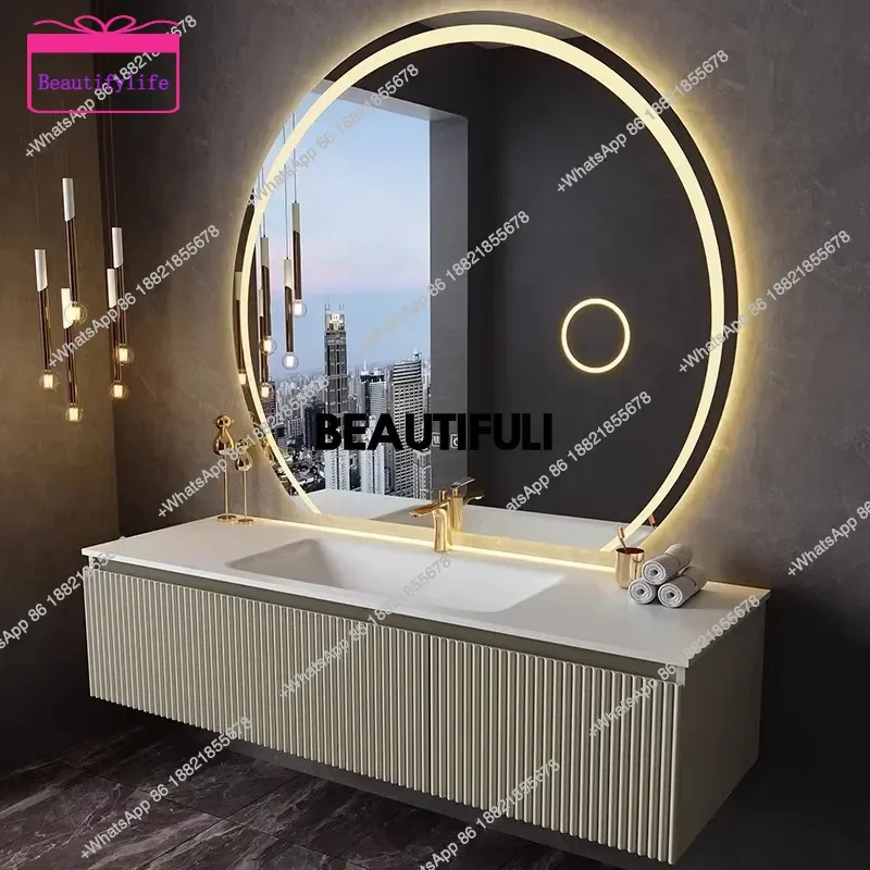 YL Luxury Orgnizer Wooden Bathroom Cabinet Sink Mirror Light Space Saver Washroom Cabinet Toilet Storage Mobile Bagno Furnitur