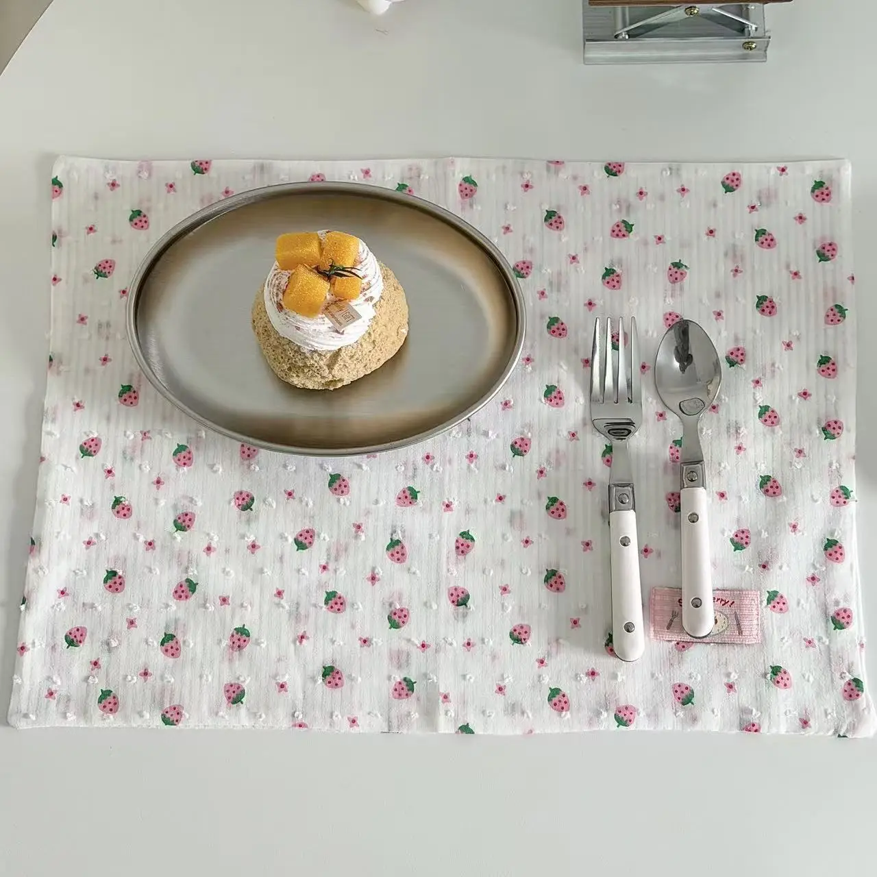 Ins Style Korean Pure Cotton Insulated Placemat Tablecloth Pose Props Decorative Coaster Love Lace French Tablecloth Cute Gift