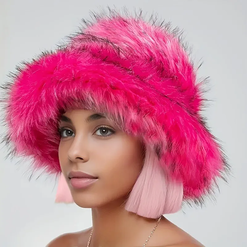 

Warm plush fisherman's hat fur thickened outdoor fashionable basin