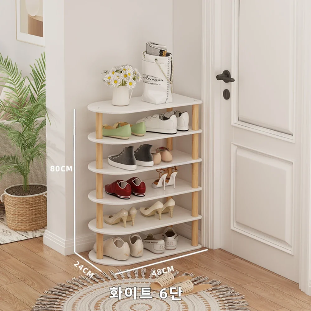 رف الأحذية الخشبي متعدد الطبقات حامل منظم مضاد للاهتزاز توفير المساحة سهل التجميع رف أحذية بسيط من الخيزران المنزلي #2
