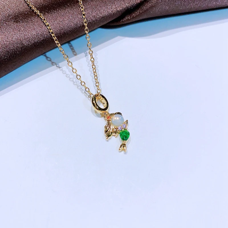 MIGGA New Fairy Tales Small Zircon Stone Princess Pendant Necklace Gold Color Adjustable Chain