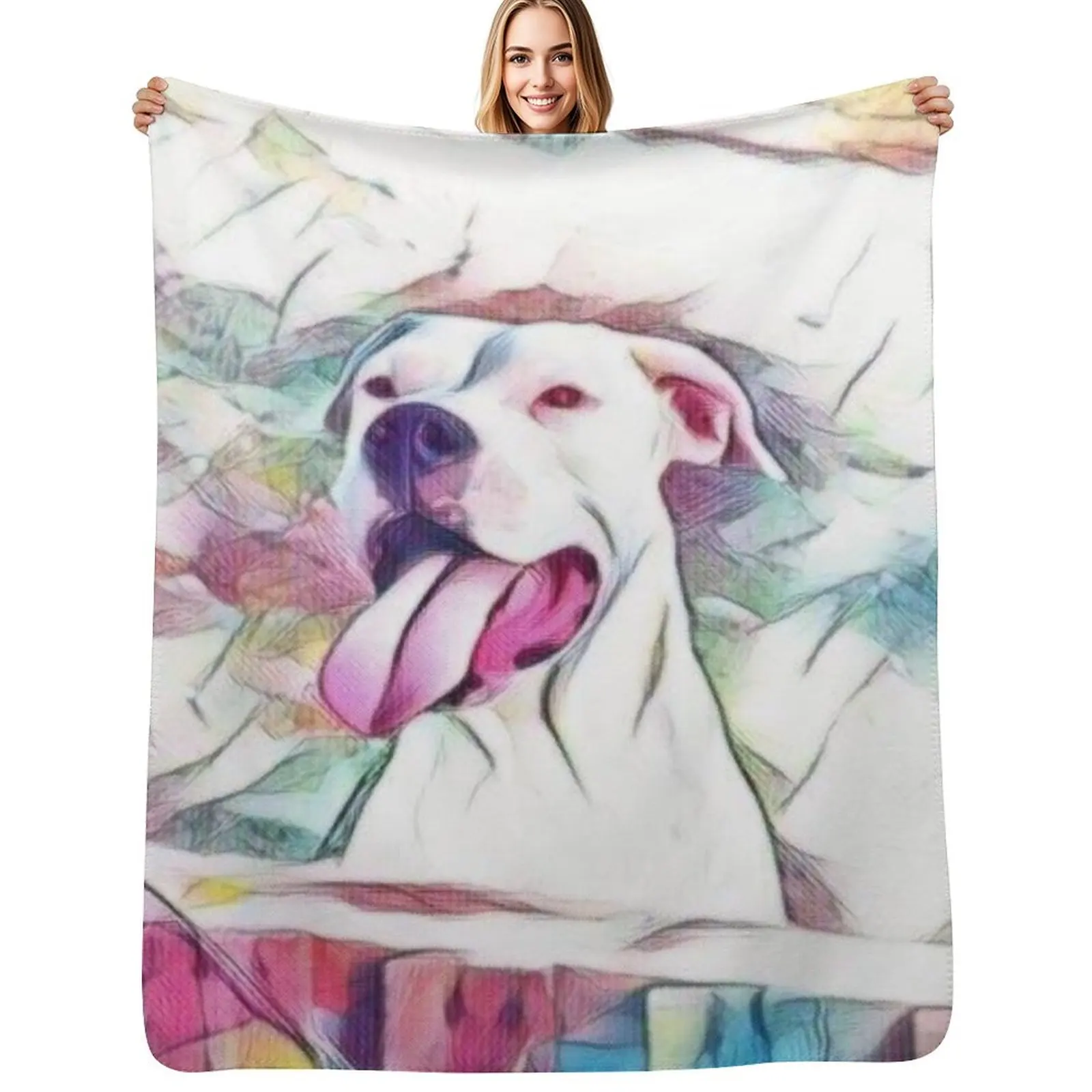 Impresionante Manta de Perro Dogo Argentino, Manta Suave y Afelpada Antideslizante para el Hogar