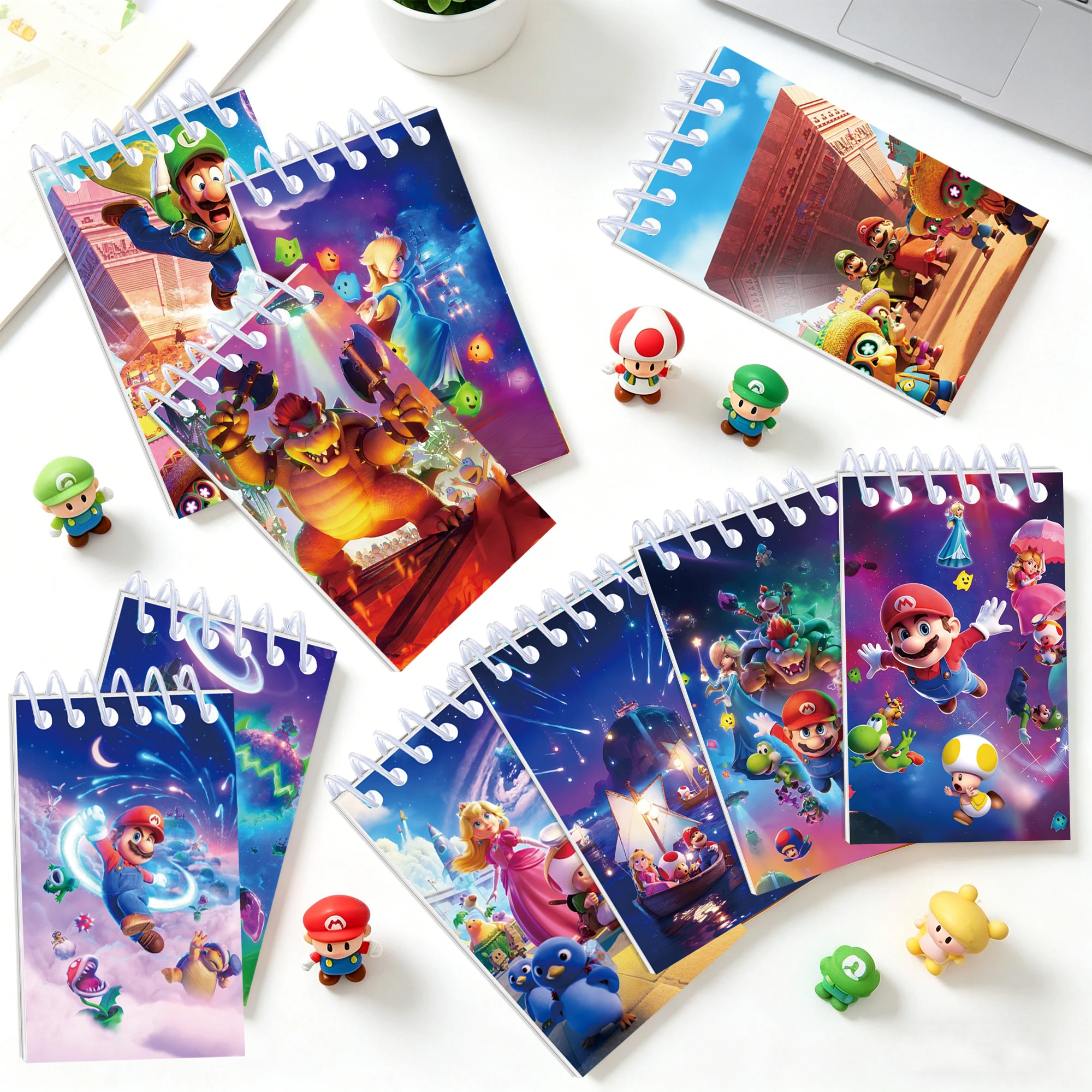 10-piece set of Galaxy Mario spiral notebooks, portable writing notebooks, back-to-school season gift notebooks
