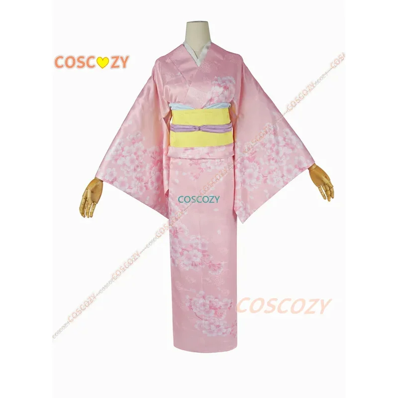 Anime My Happy Marriage Miyo Saimori Cosplay Costume Miyo Saimori Flower Printed Pink Kinomo Cosplay Costume Wig Headwear Set image 3