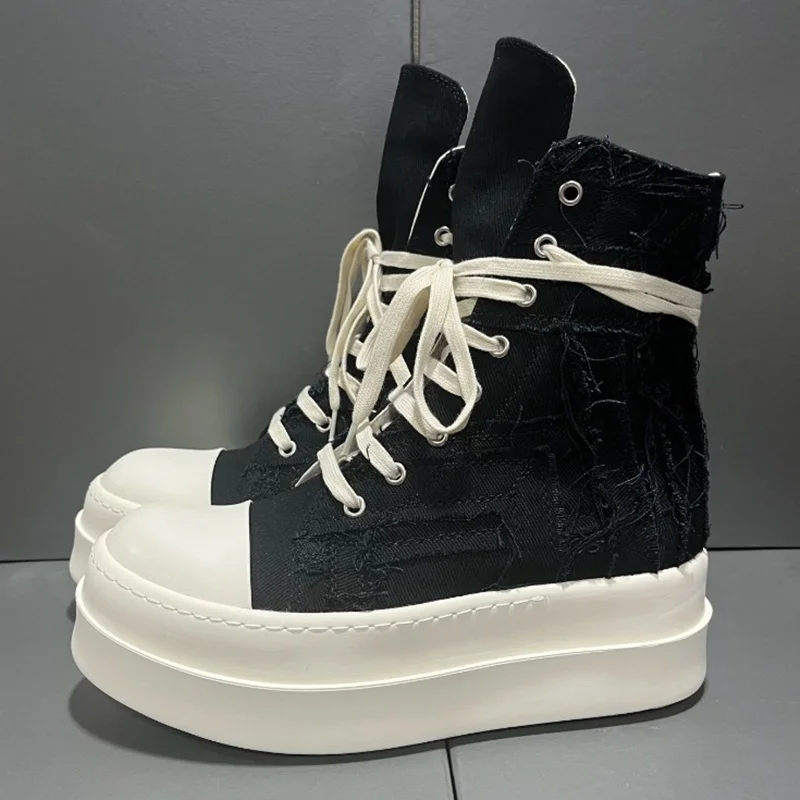 New Tassel High Top Canvas Shoes Man Thick Soled Height-increasing Shoes Men's Platform Casual Sneaker Women Ankle Boots