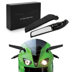 Motorcycle Rear View Mirror Adjustable Swivel Wind Wing Rotating Side Mirror Winglet For Kawasaki ZX6R 2005-2008 ZX10R 2004-2007