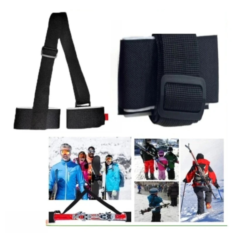 

1/2PCS Black Adjustable Buckle Protective Nylon Handle Strap Portable Ski Pole Handle Bag Shoulder Strap