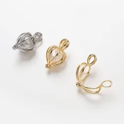 4PCS Hollow Out Pendant Can Contain Pearls Beads Jewelry Findings DIY Hand Made Brass 14k Gold Plated  Accessories 12*24mm