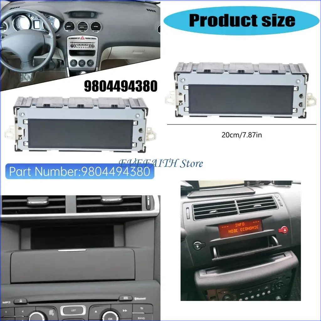 

124B USB Powered Double Zone Car Display 9804494380 for 301 307 408 Multifonction Display Replacement Automotive Accessory