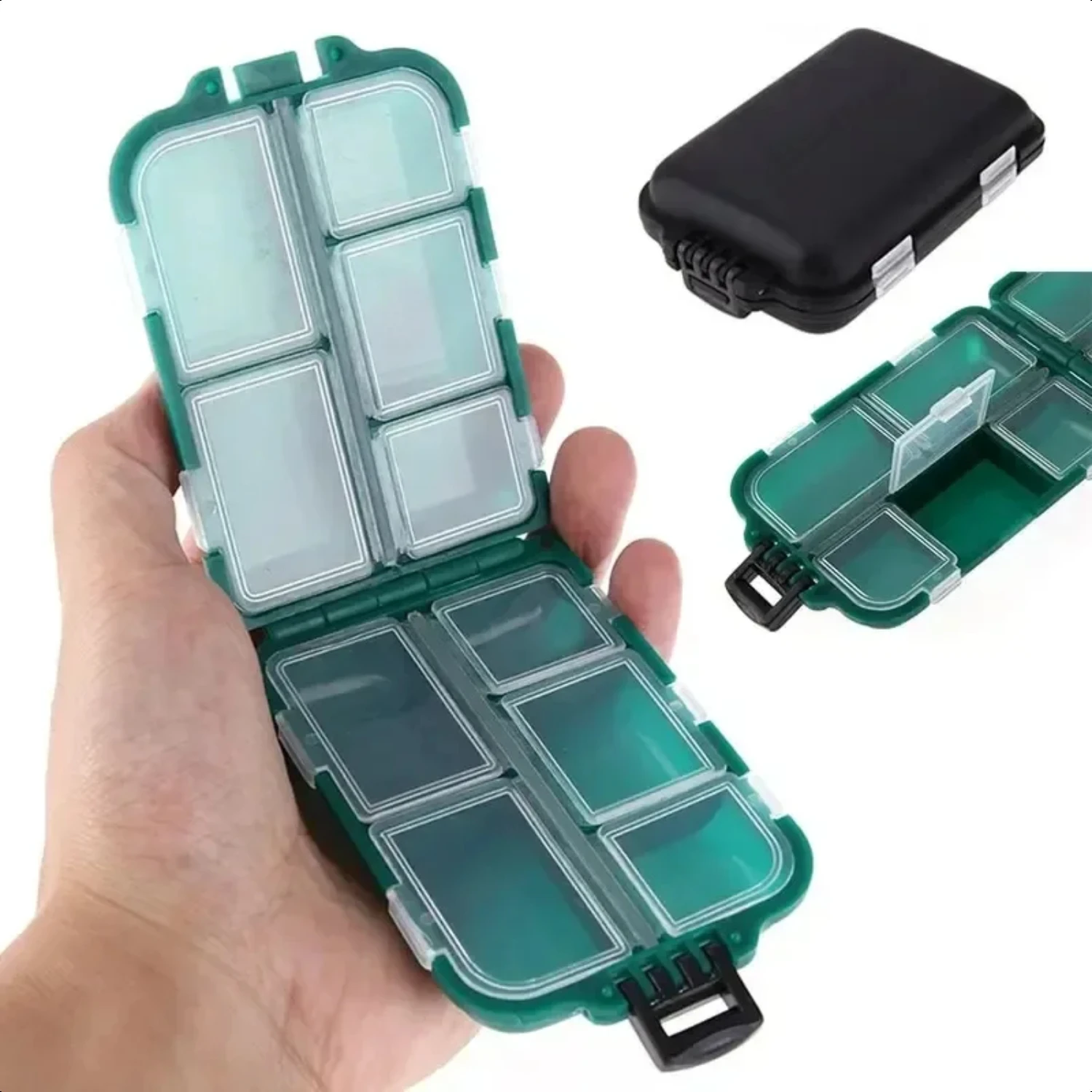 Double Sided Fishing Tackle Box - Convenient, Stylish, Effortless - 10 Spacious Compartments - Ideal Fishing Companion - Easy Ge