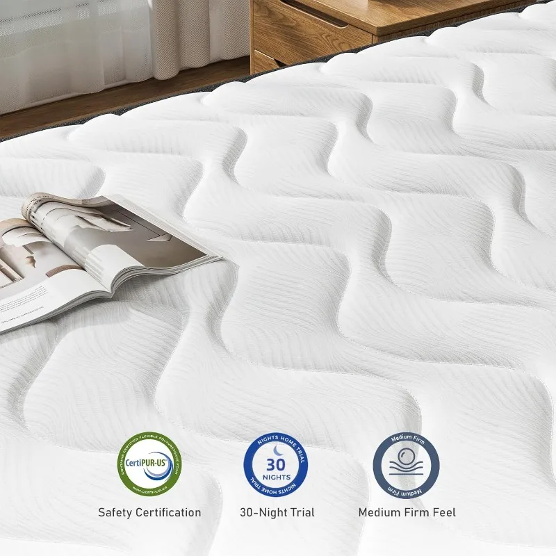 Hybrid Innerspring Mattresses, 12 Inch Plush Mattress Foam Spring Mattress, Full Size Mattress Bed in a Box with Pressure