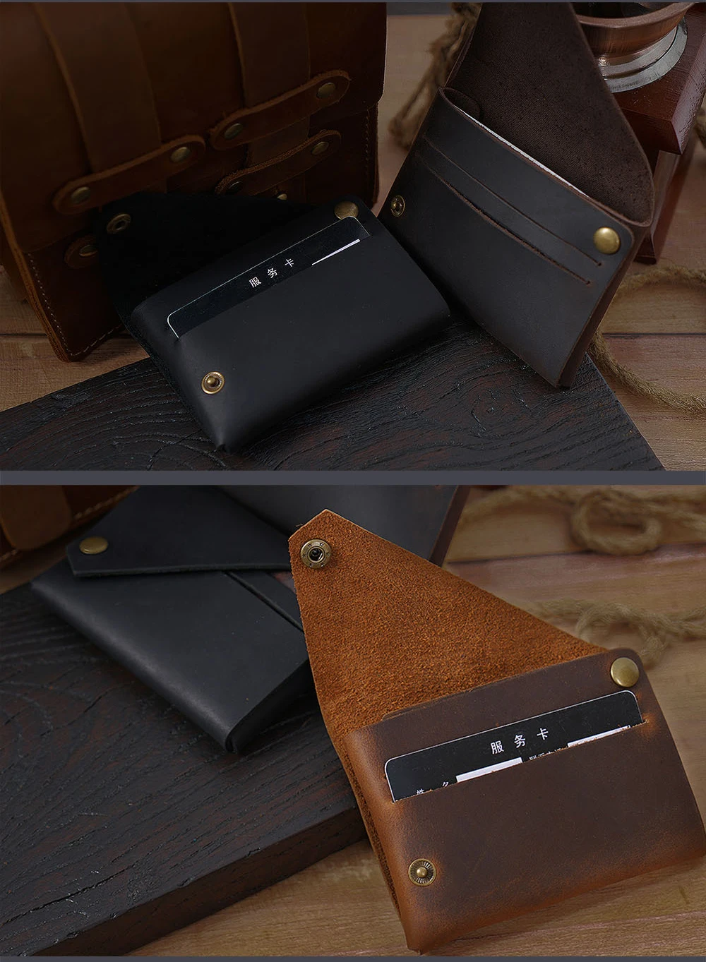 New 100%Handmade Crazy House Genuine Leather Card Holder  Case Male  Card ID Holder Men Business Card Holder Leather