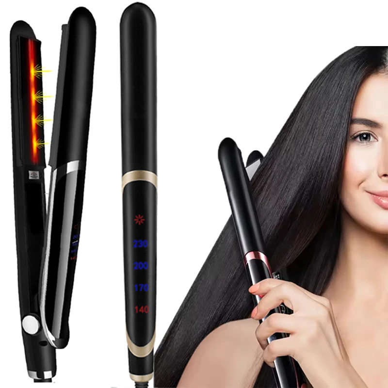 

Infrared Straight Tourmaline Coating Or Ceramic Lcd Display Negative Ion Flat Iron Fast Straightening Hair Curler Flat Irons