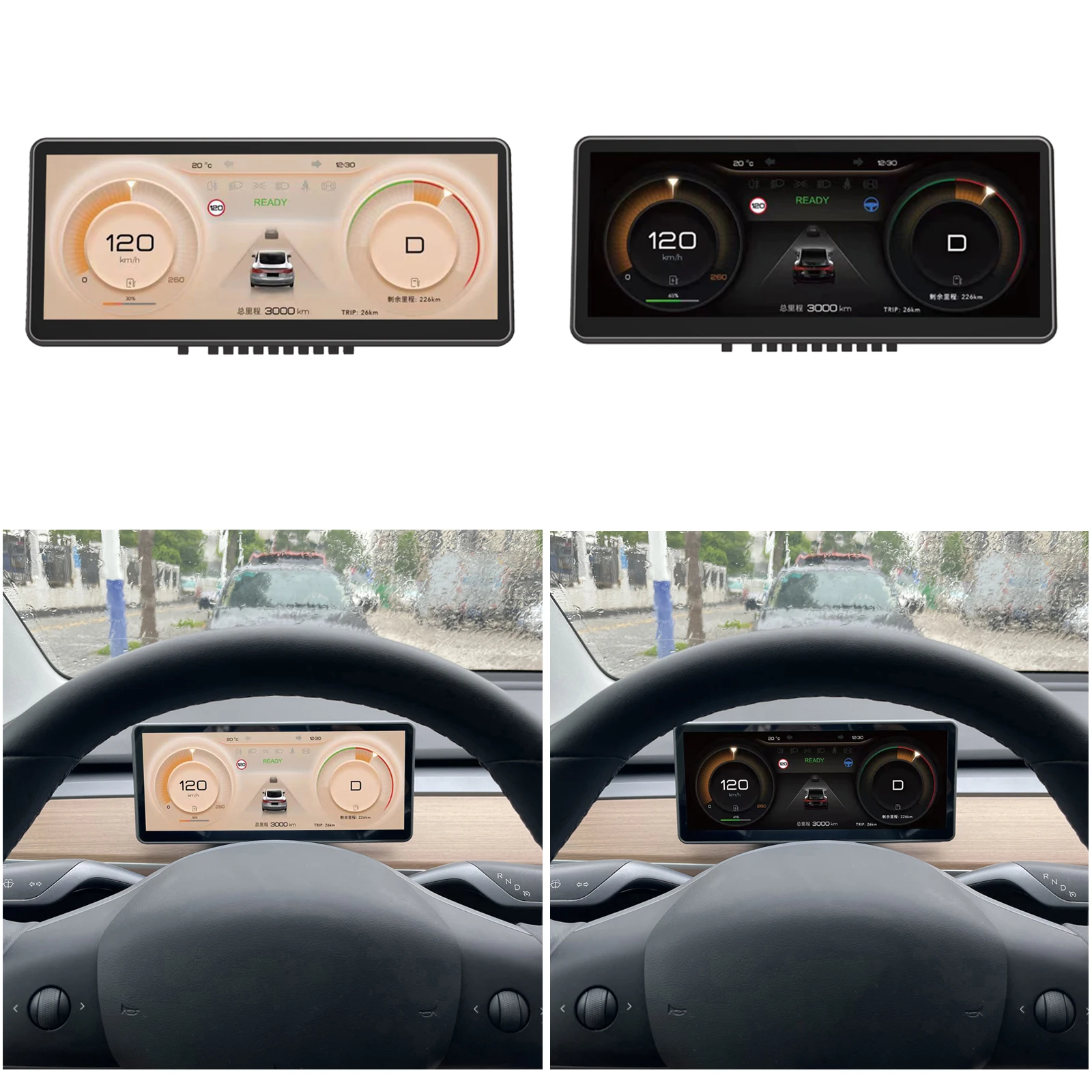 10.26” LCD Dashboard Heads Up for Tesla Model 3 Model Y Fit for Intel Atom and AMD Ryzen Support Wireless CarPlay/ Android Auto