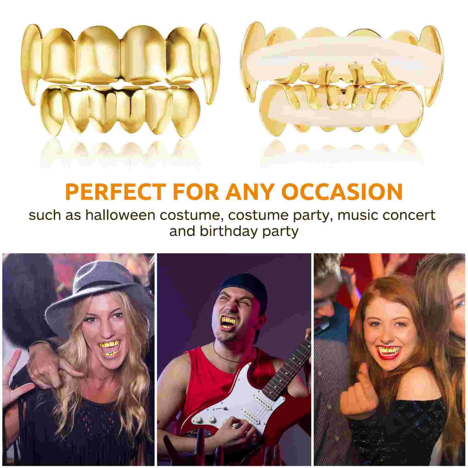 Golden Teeth Party Prop European and American Shiny Cover Photo for Decorative Hip Hop