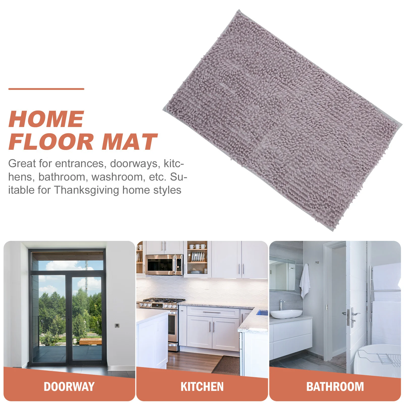 

Chenille Non Slip Door Mat Soft Super Absorbent Quick Dry Bath Mat Indoor Entrance Shower Rug Bathroom Kitchen