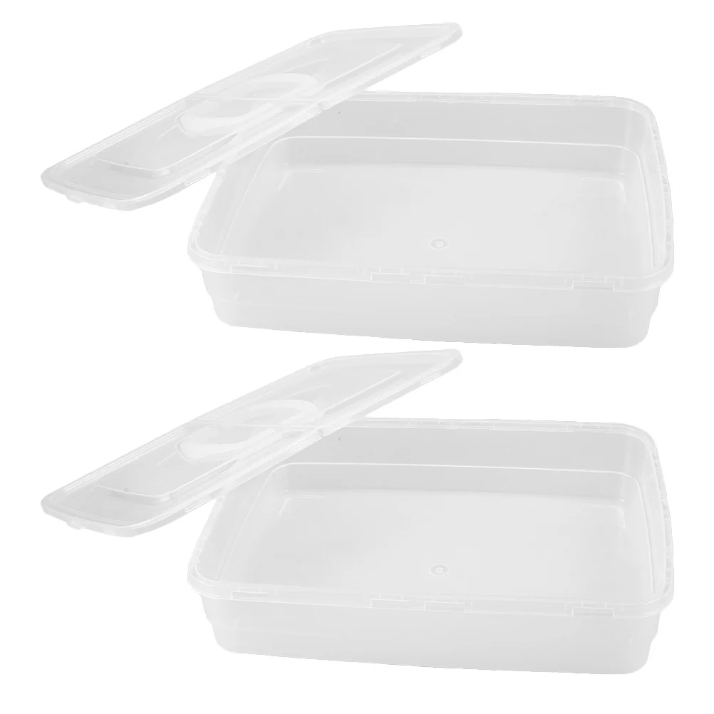 

2pcs Pizza Dough Proofing Trays Stackable With Lid Handle Transparent Fermentation Storage Container For Bread Making Pizza