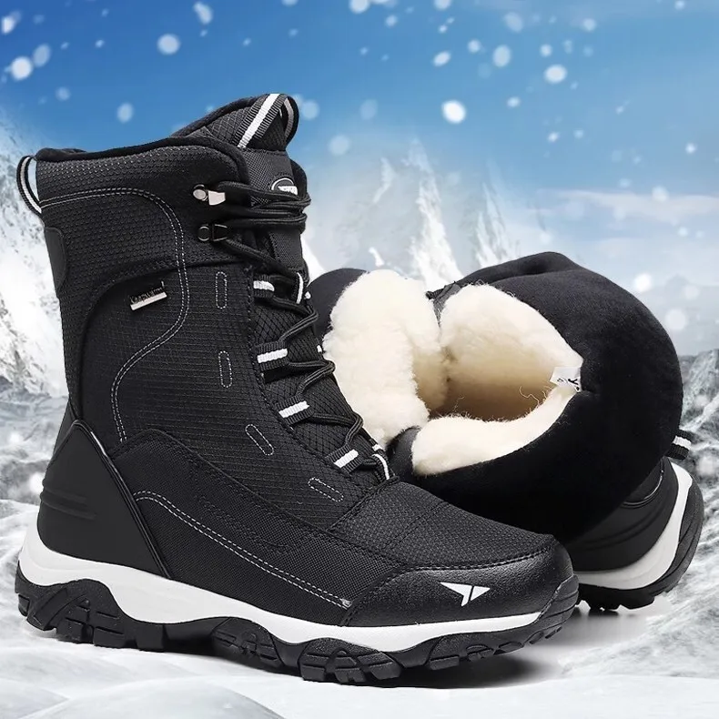 

Men's Snow Boots 2025 Winter Thickened Plush Warm Men Winter Shoes Outdoor Non-slip Waterproof Cold-Proof Mid-Calf Boots For Man