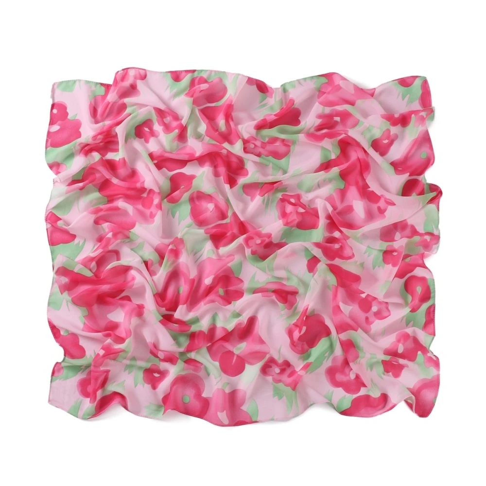 Wholesale Beautiful Flower Printed Chiffon Square Scarf Turban Ladies Headcloth High Quality Pattern Hijab Big Size Turbante