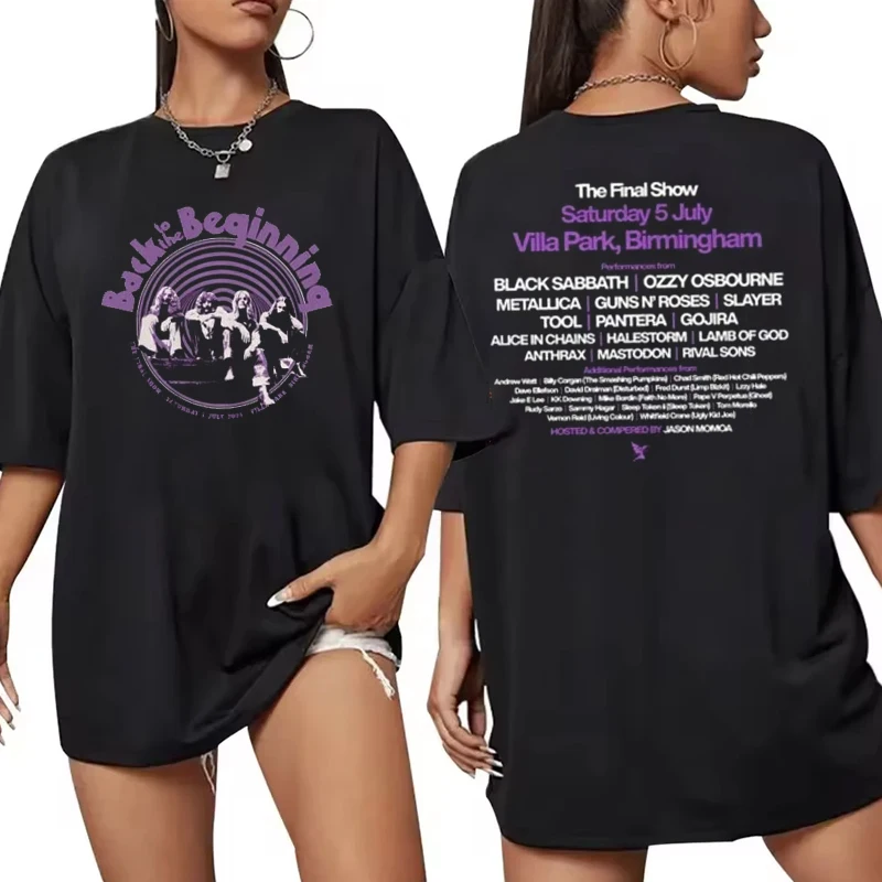 

Футболка Black Sabbath and Ozzy Osbourne Back To The Beginning Merch Event с двусторонней футболкой Lineup Ins Y2k New Brand New Style