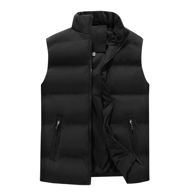 Down Cotton Golf Vest Men's Style Stand Collar Golf Vest Versatile Thick Cotton Vest Large Size Warm Jacket Autumn Winter