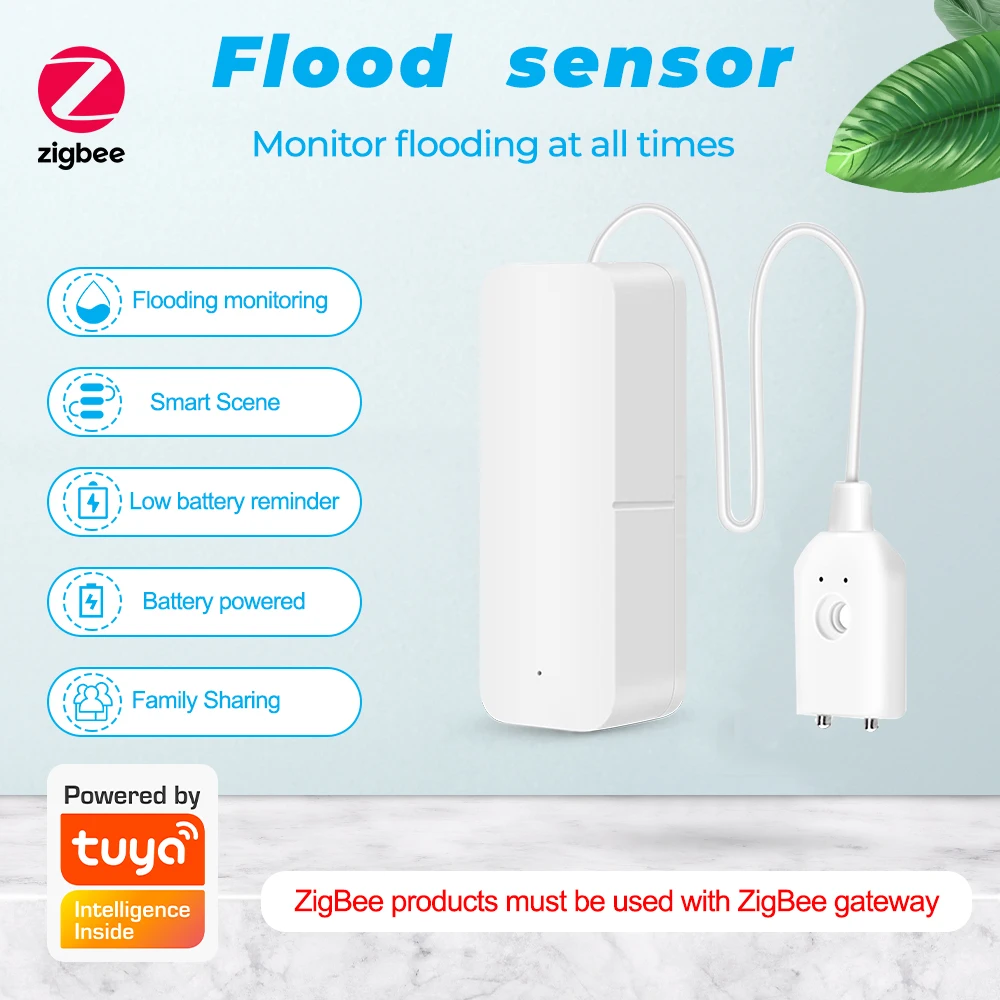 Zigbee Water Sensor Leak Detector TUYA Smart Water Leak Sensor Wireless Water Level Sensor With App Alert Need Zigbee Gateway