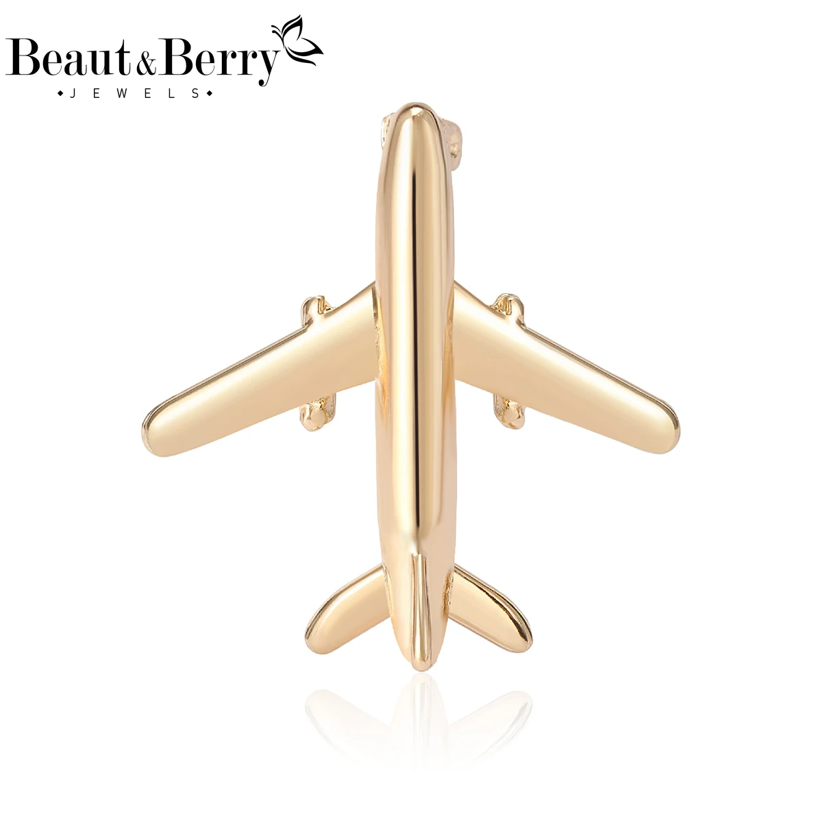 Beaut&Berry Trendy Glossy Airplane Brooches for Women Unisex Transport Pins Casual Party Jewelry Accessories Gifts Decoration