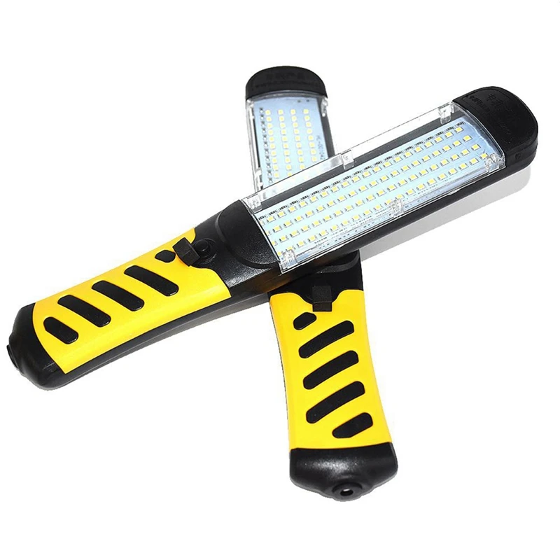 Portable LED Emergency Safety Work Light 80 LED Beads Flashlight Magnetic Car Repair Handheld Work Lamp US Plug Black & Yellow