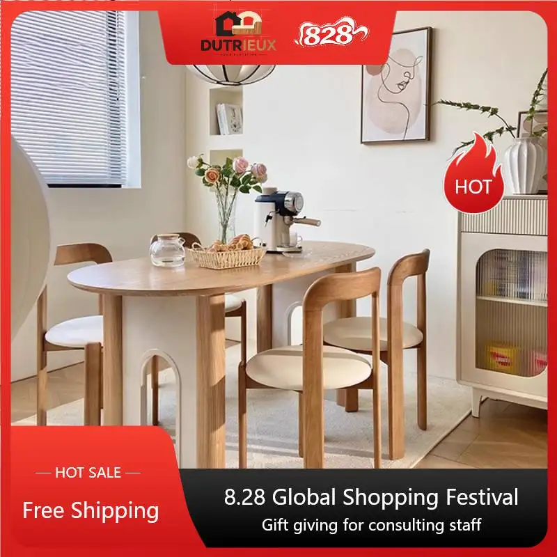 Oval Wooden Dining Tables Nordic Design Kitchen Luxury Modern Dining Tables Small Living Room Tavoli Da Pranzo Furniture Home