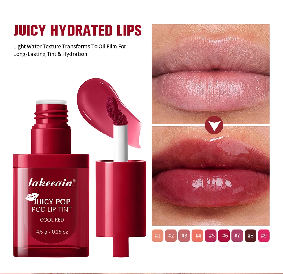 Juicy Box Shape Lip Tint Gloss Moisturizing Lightweight & Non-Sticky Lip Staion Long-Lasting High Shine Finish Lips Makeup