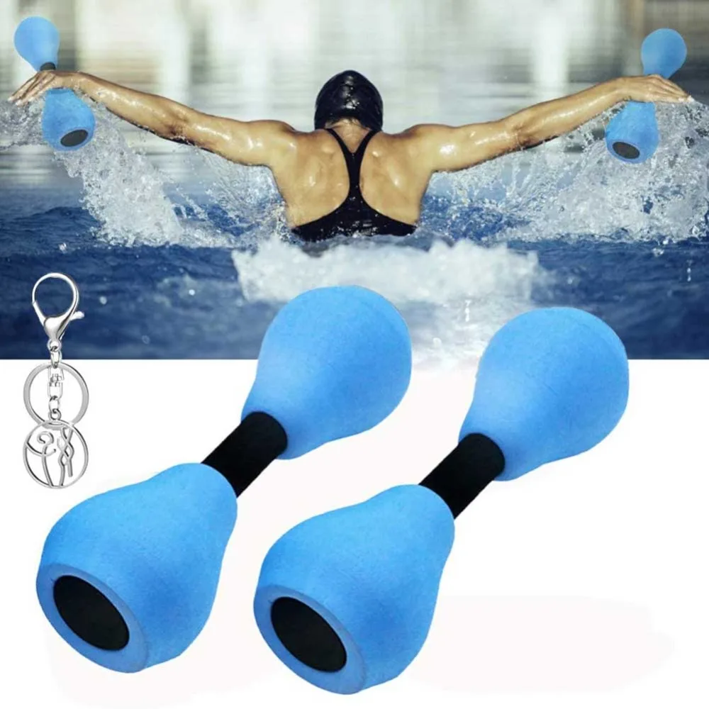 2PCS Durable EVA Aquatic Exercise Dumbbells 28.5cm Non-Slip Grip Hand Weights Set Fitness Barbells Pool Workout